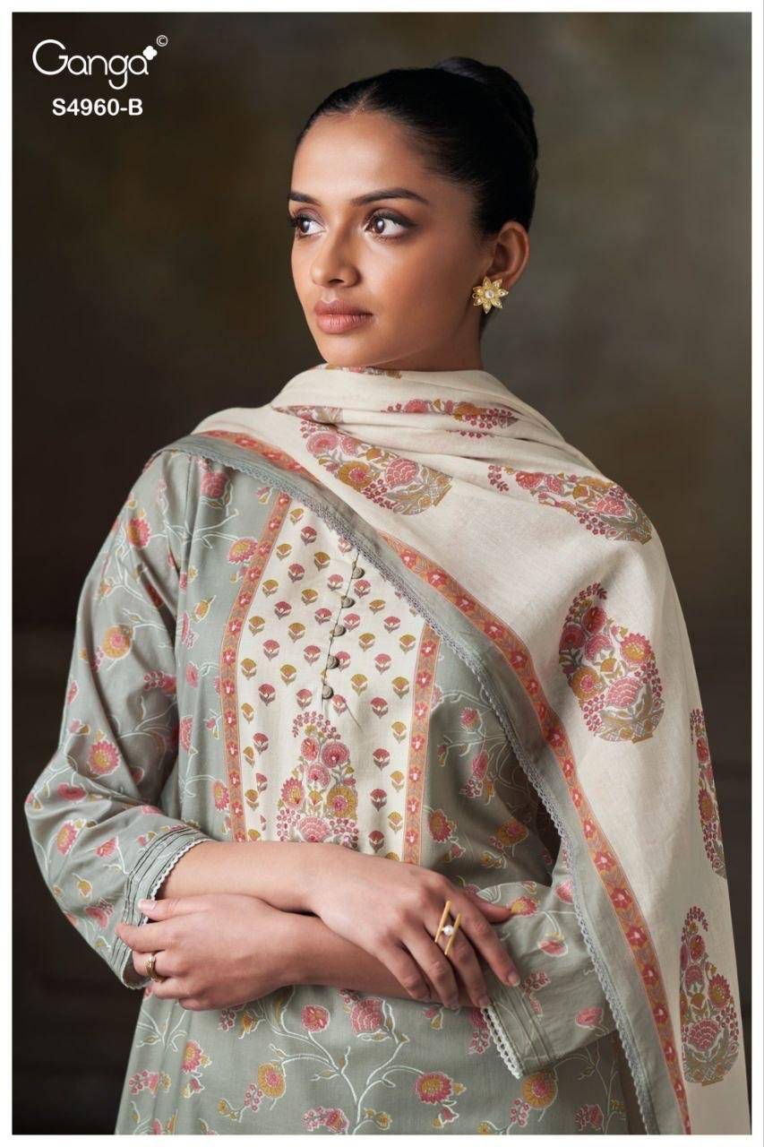TERSIA 4960 By GANGA 4960a TO 4960d series Beautiful Festive Suits Stylish Colorful Fancy Casual Wear PREMIUM COTTON PRINTED Dresses At Wholesale Price